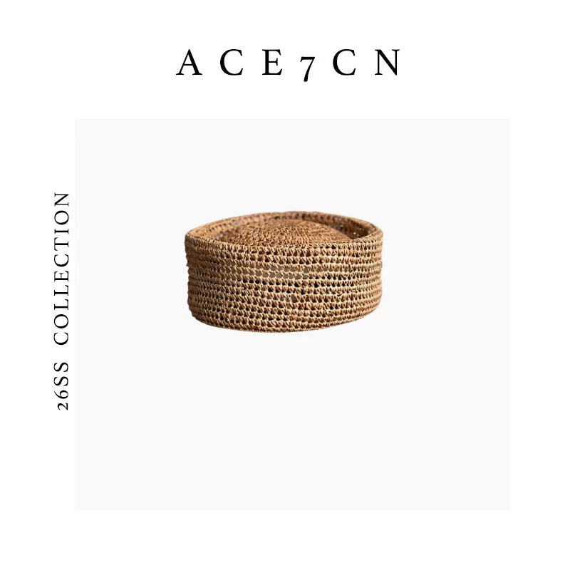 British Vintage Straw-Woven Pillbox Hat pillbox Openwork
