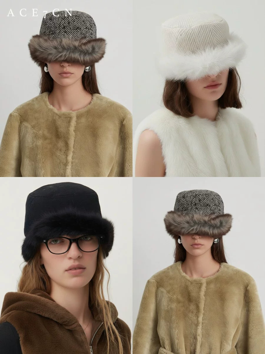 Nordic Vintage Tweed Riding Hat Chic Inner-Mongolia