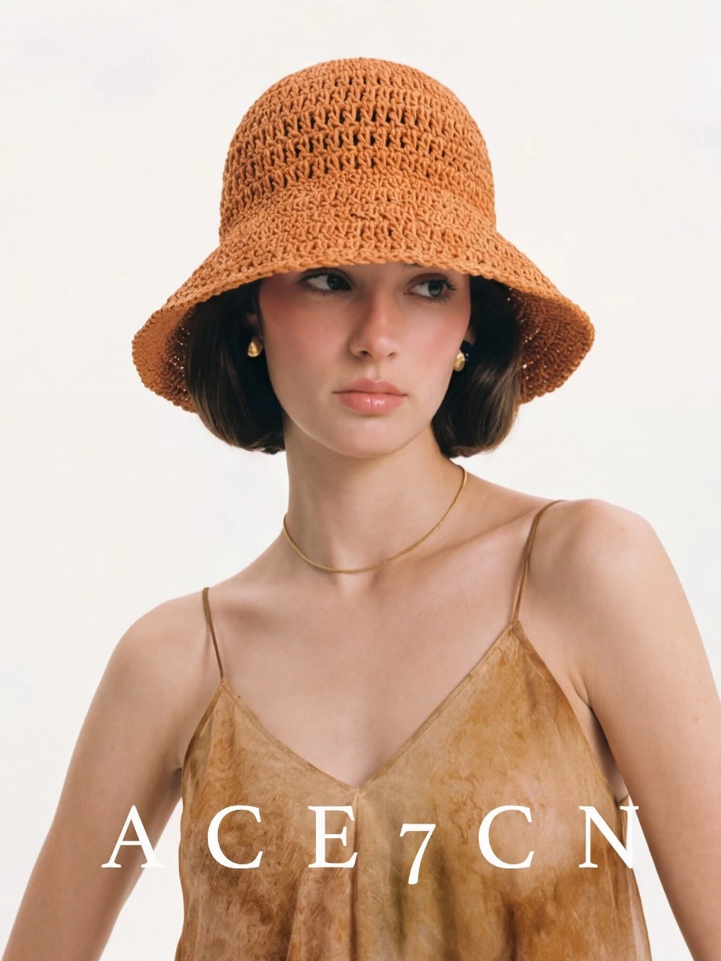 South-France Holiday Hand-Crochet Bucket Hat Woven Breathable