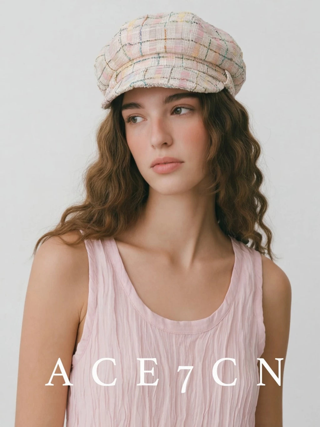 Classic Tweed Multicolor-Yarn Woven Premium Newsboy Cap