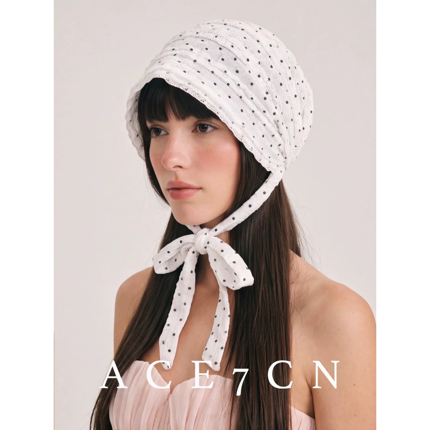 Vintage Baroque Hat Lightweight Polka-Dot Tie-Strap Slouch