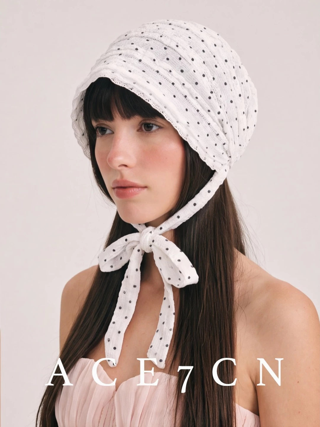 Vintage Baroque Hat Lightweight Polka-Dot Tie-Strap Slouch