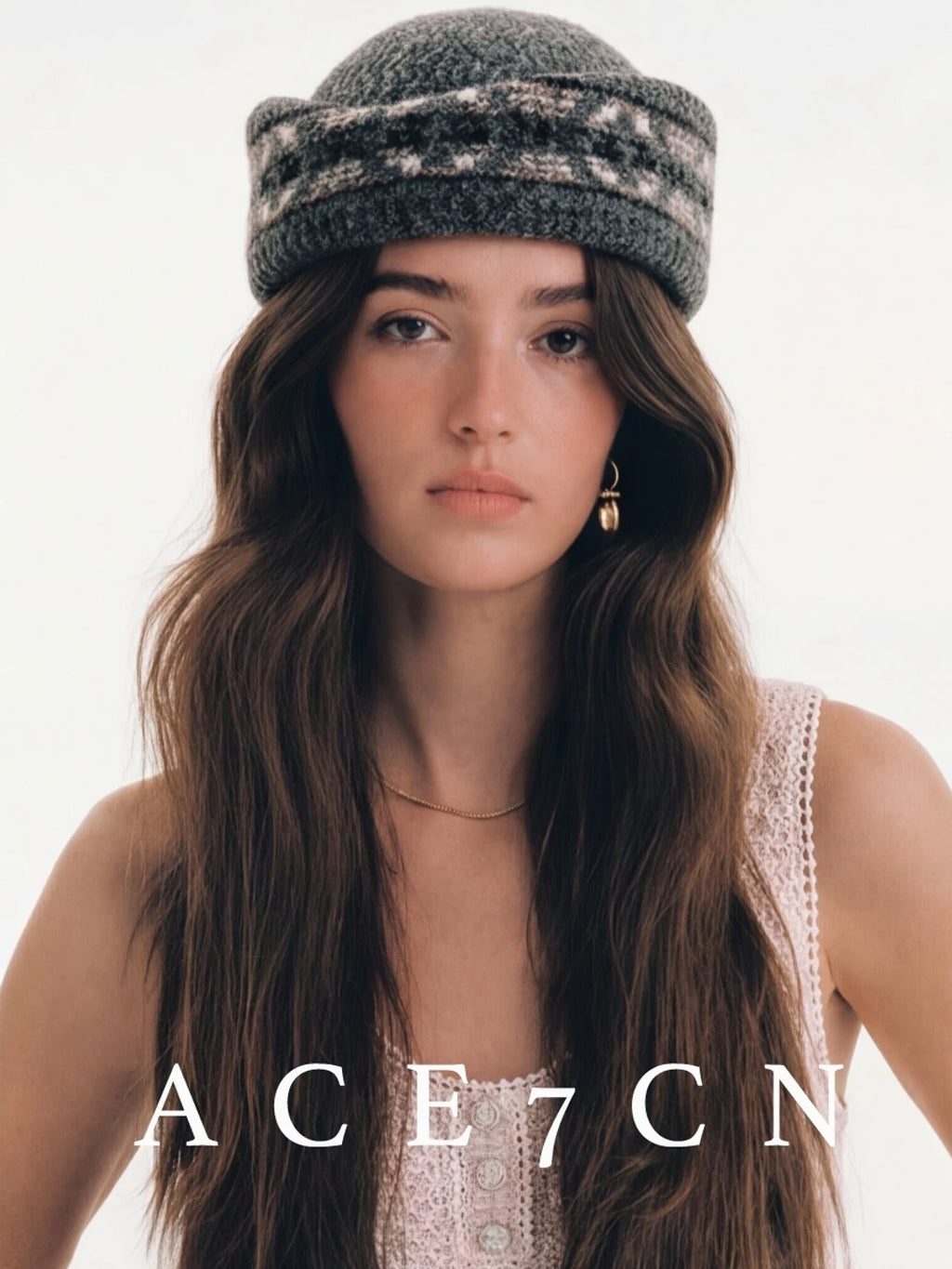 Danish Relaxed Knit Pillbox Hat Jacquard Dress