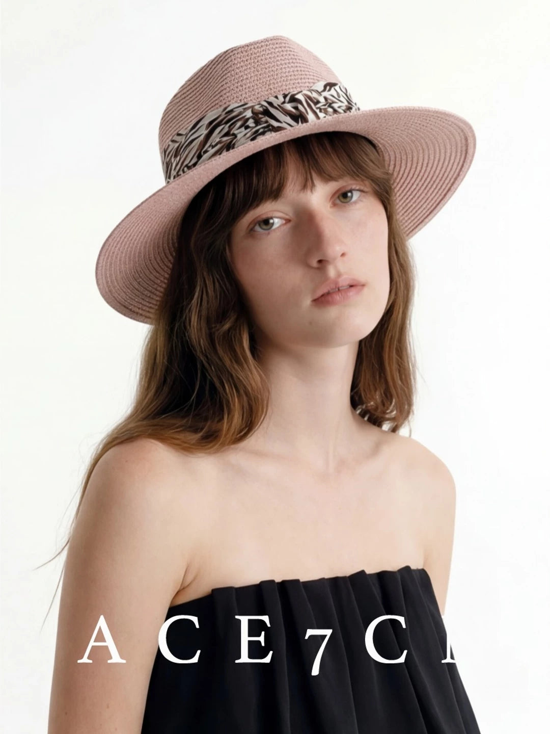 Relaxed French Premium Paper-Straw Flat-Top Hat Leopard