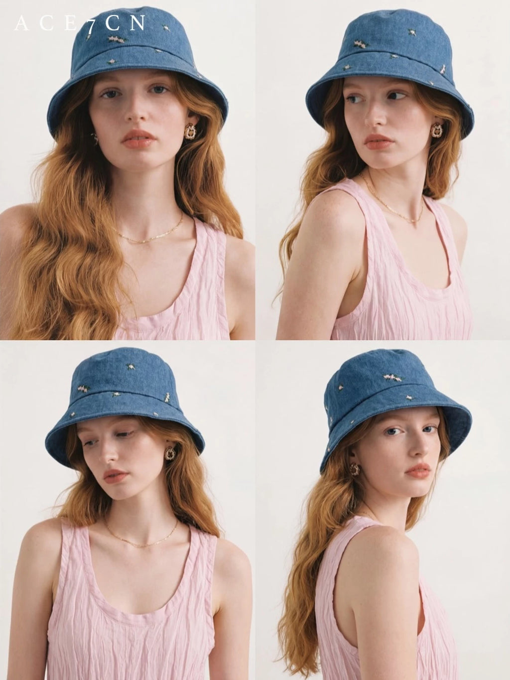Korean Niche Embroidered Bucket Hat Denim Bucket