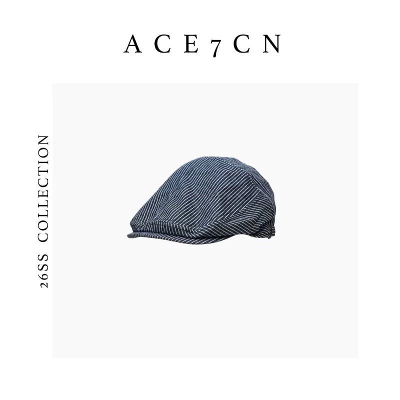 Japanese Niche Urban Chic Striped Flat Cap