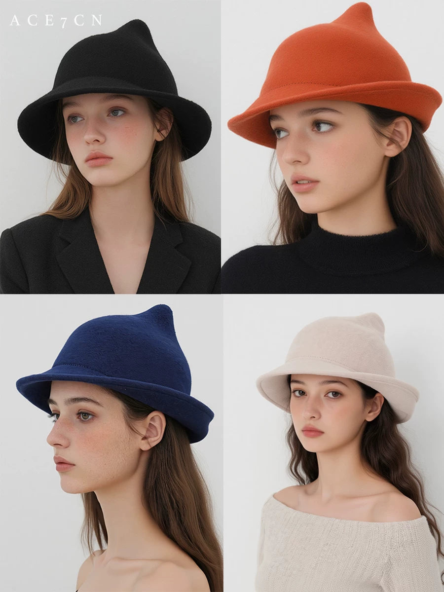 Wool-Felt Handmade Witch Hat Wool-Felt Dress Hat