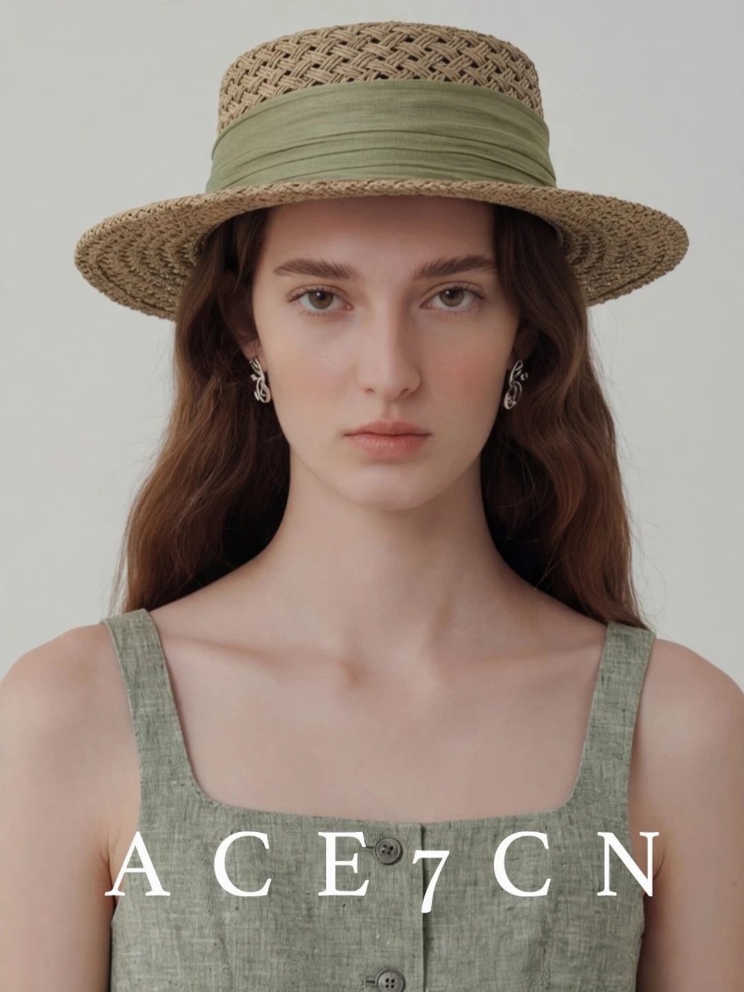 French Elegant Silk Straw Hat Openwork Resort