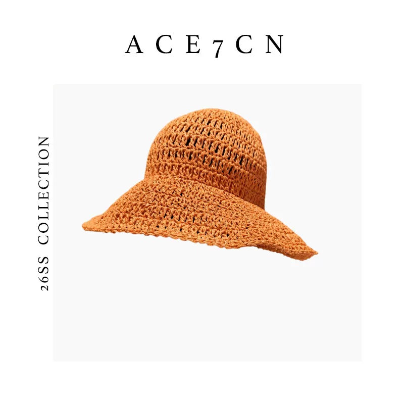 South-France Holiday Hand-Crochet Bucket Hat Woven Breathable