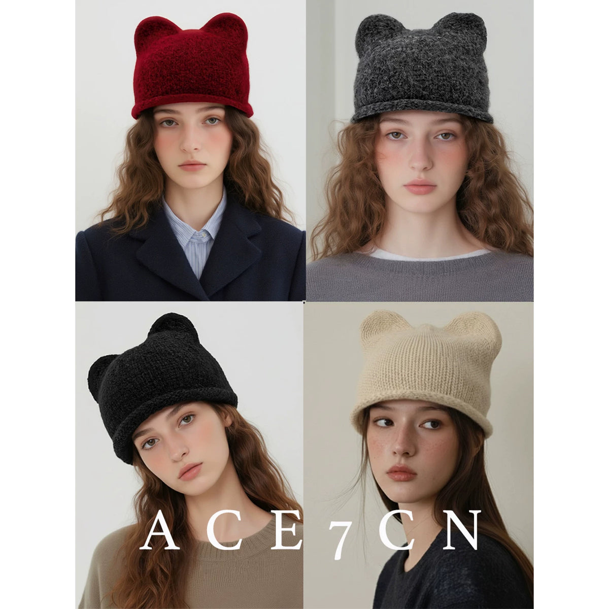 Nordic Cat-Ear Beanie Autumn-Winter Warm Knit Ear-Flap