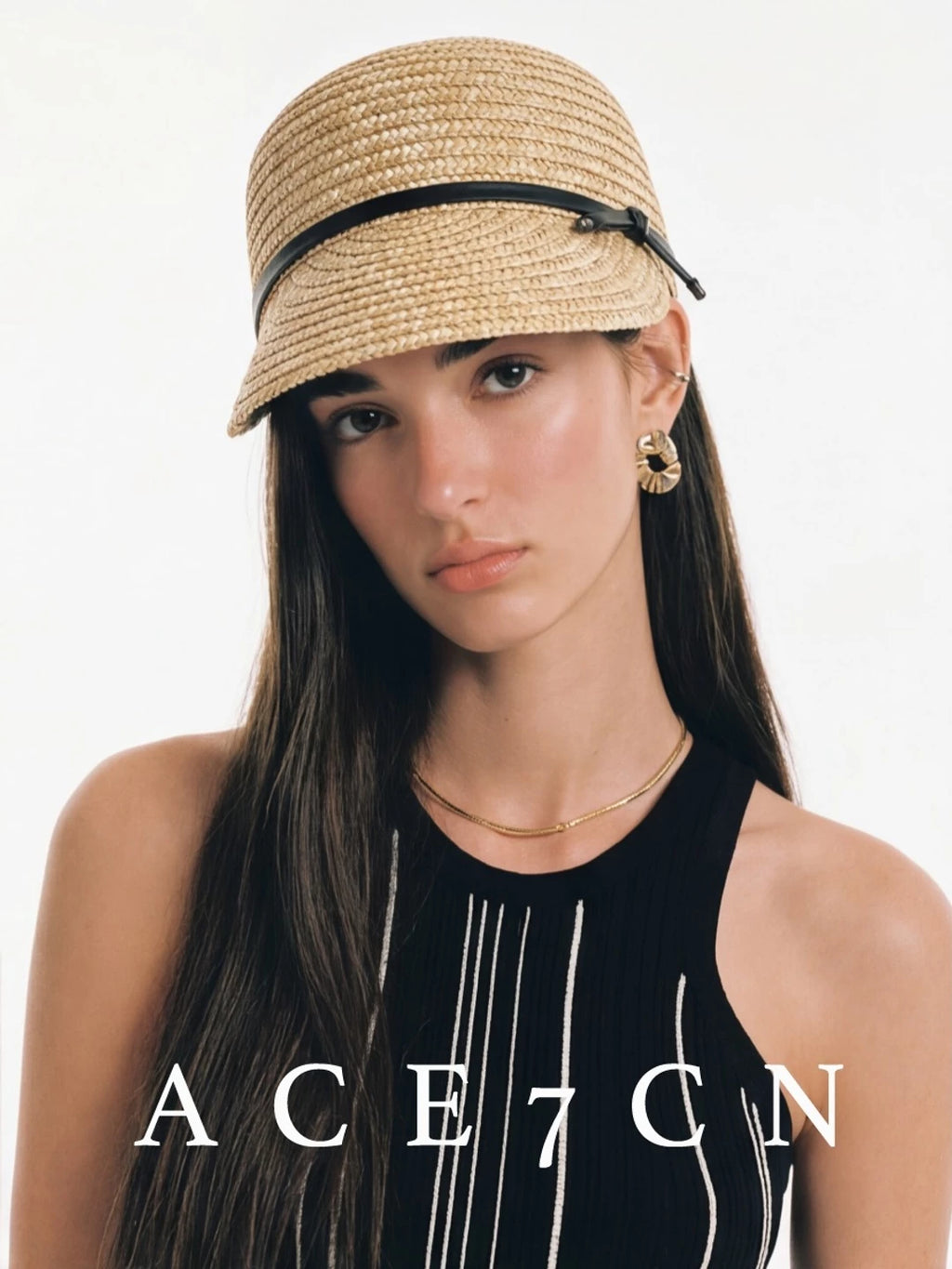 British Old-Money Straw-Woven Equestrian Hat Raffia Cap