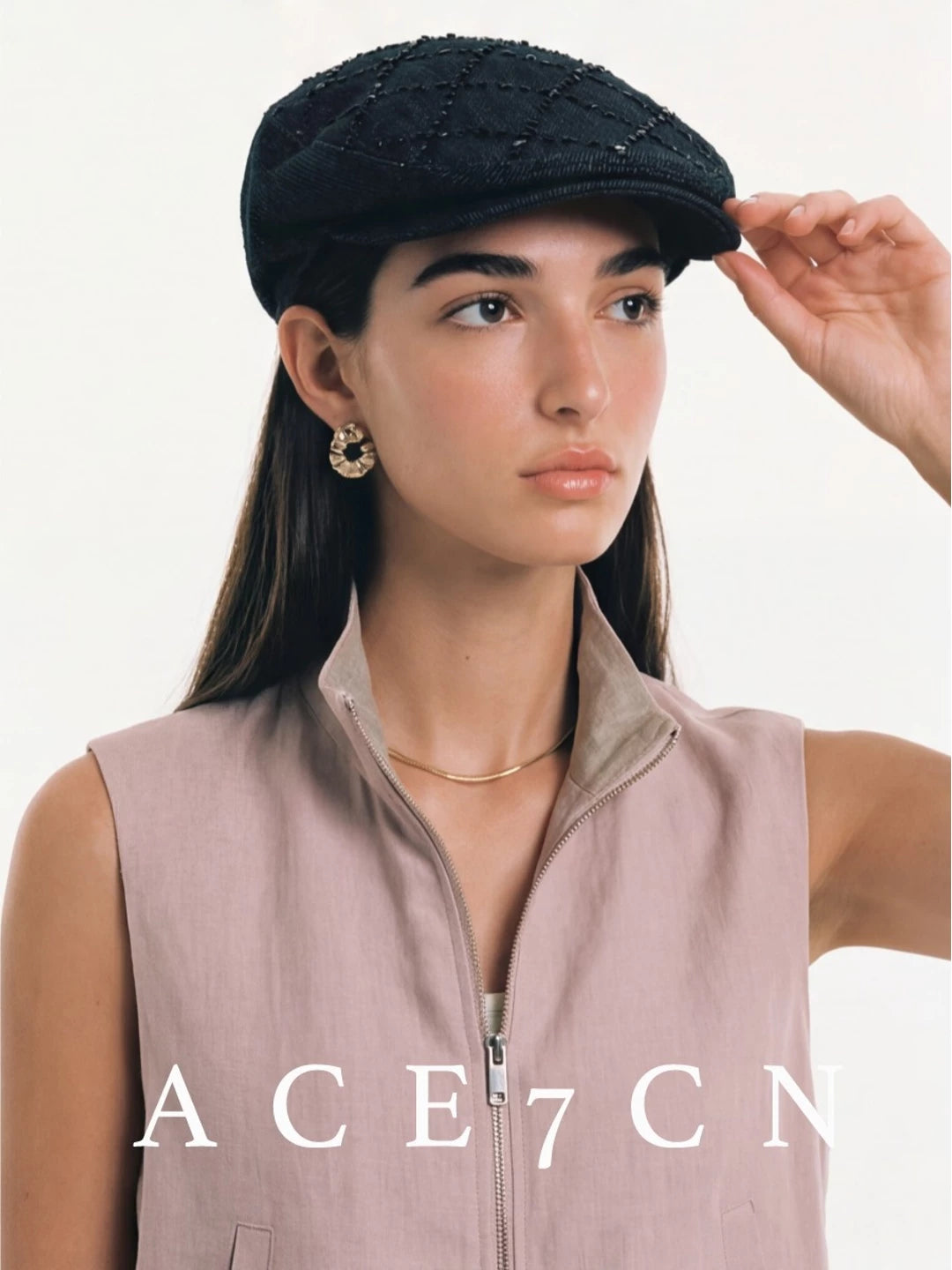 British Urban Chic Denim Flat Cap Subtle-Glitter