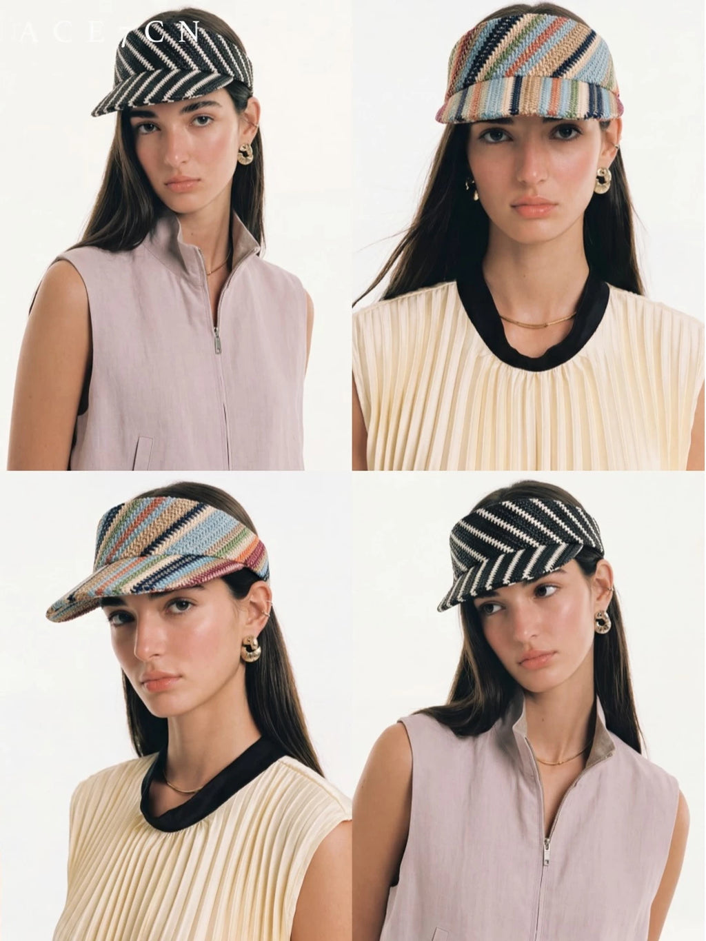 Athleisure Visor Colorful Striped Sun Hat Breathable
