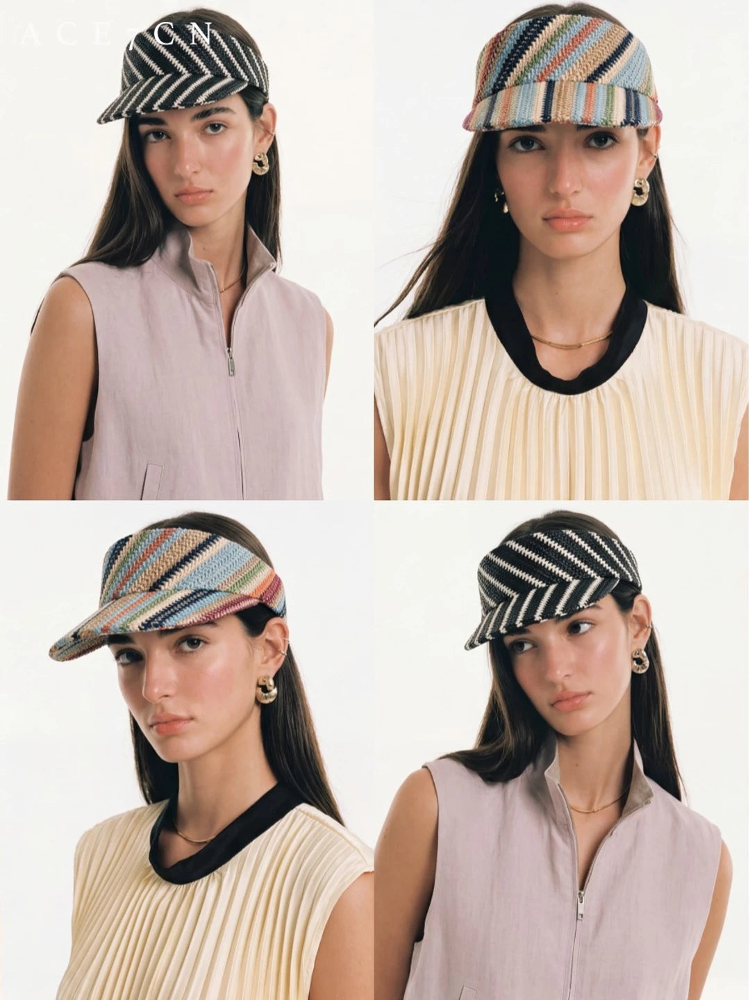 Athleisure Visor Colorful Striped Sun Hat Breathable