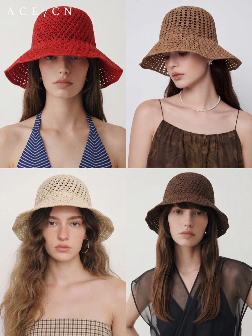 South-France Midsummer Openwork Soft-Top Bucket Hat Woven