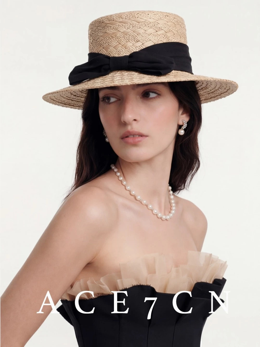 Natural Natural-Straw French Elegant Straw Hat Hepburn
