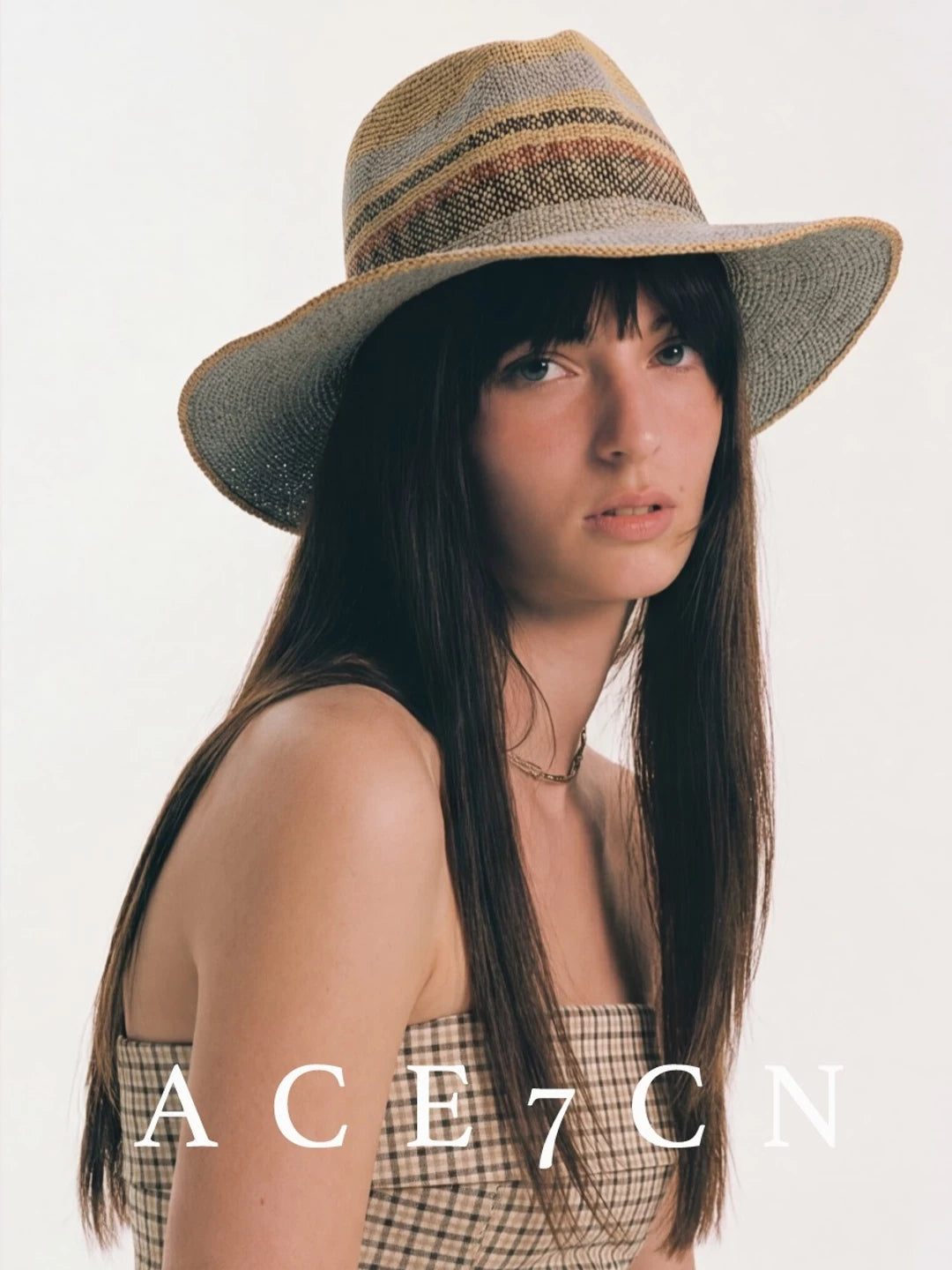 Nordic Colorful Straw-Woven Fedora French Striped Color-Block