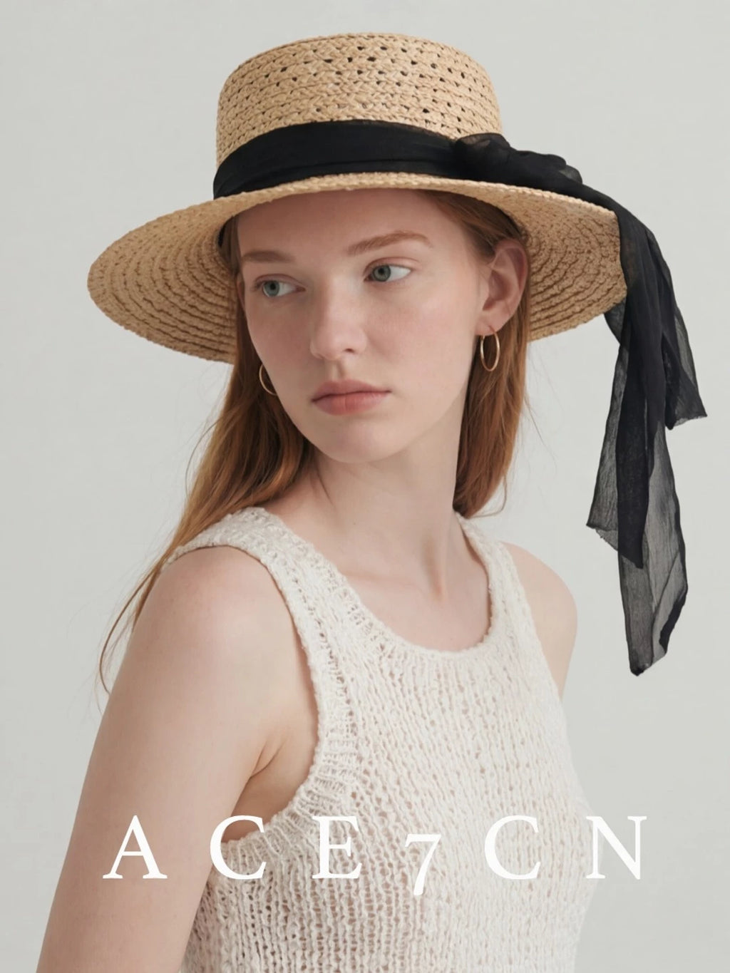 Classic French Fairy Elegant Raffia Flat-Top Hat