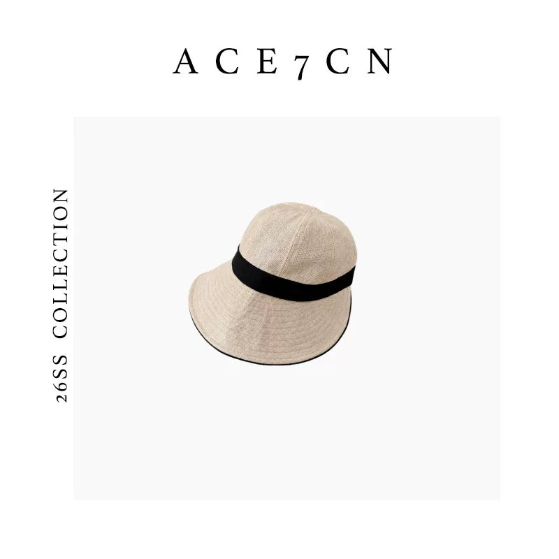 Japanese Niche Handmade Faux-Linen Riding Hat Bucket