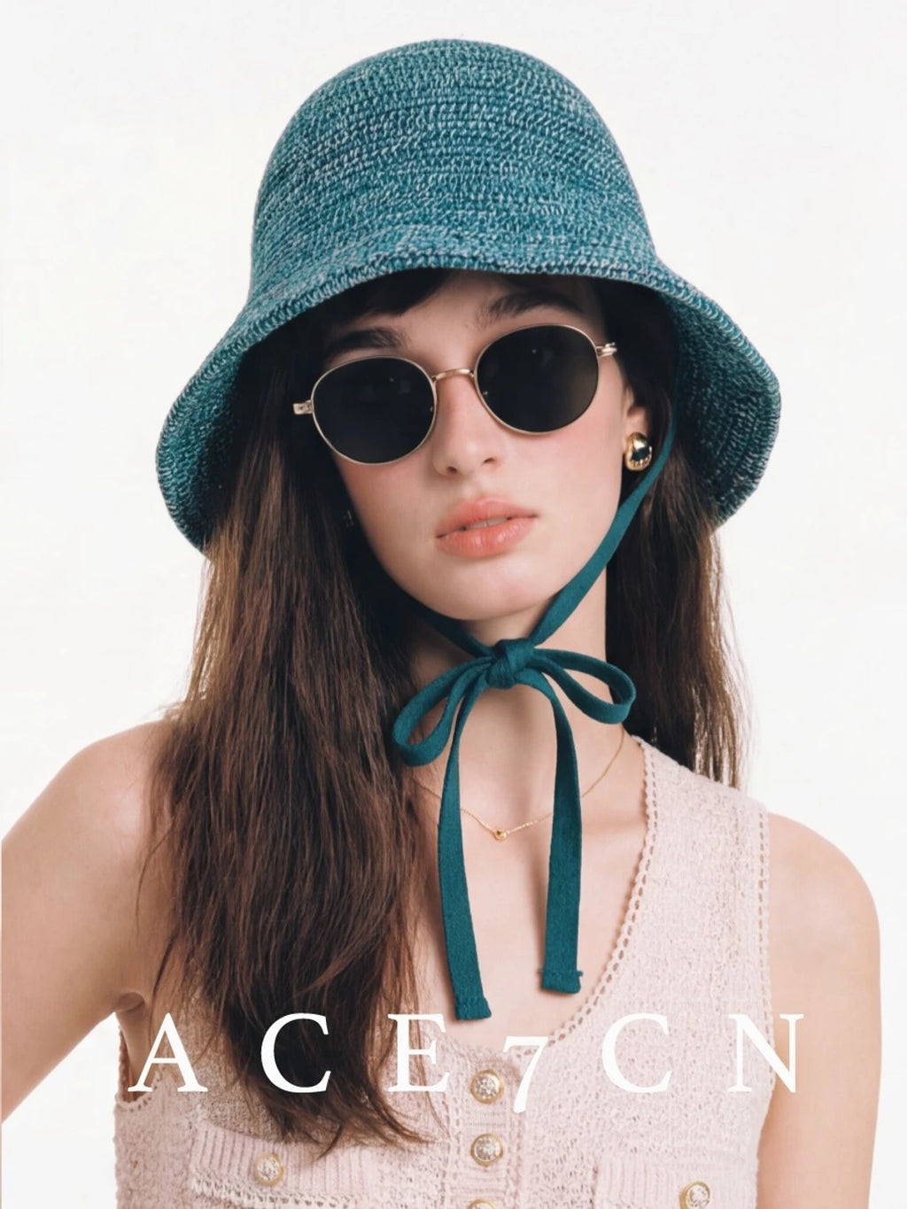 French Elegant Bucket Hat Tie-Strap Knit Bucket