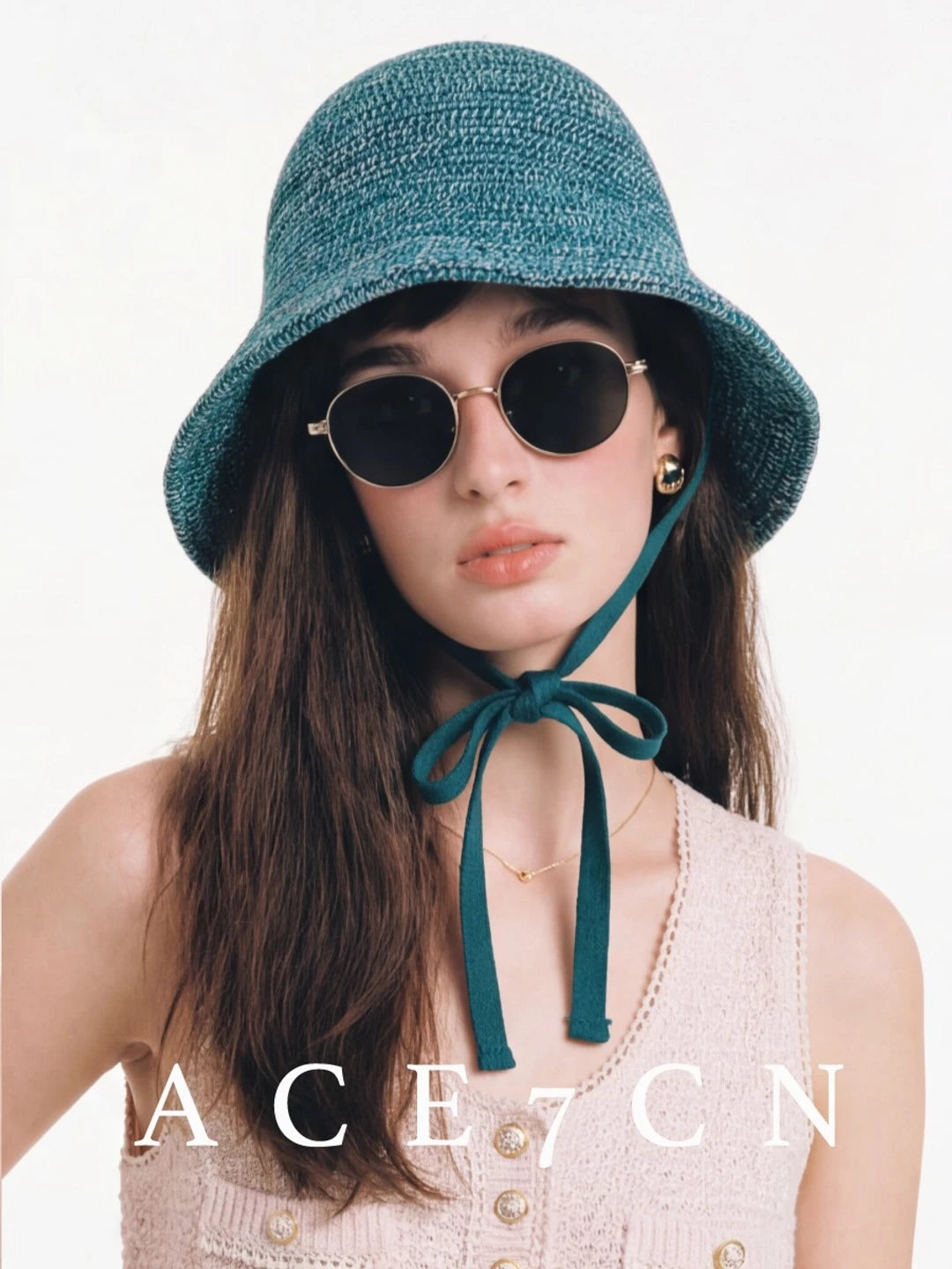 French Elegant Bucket Hat Tie-Strap Knit Bucket