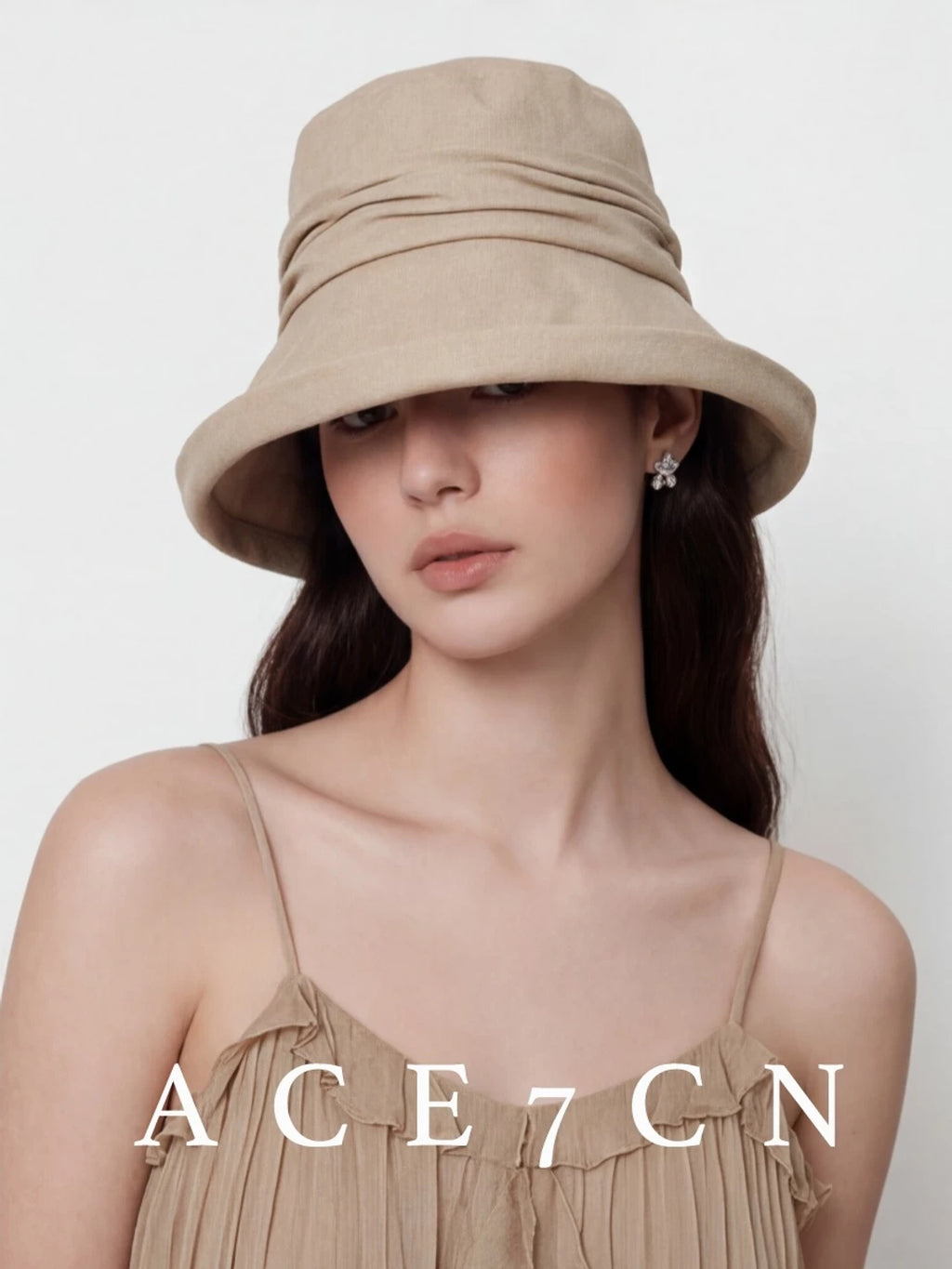 Japanese Cotton-Linen Vintage Bucket Hat Handmade Pleated