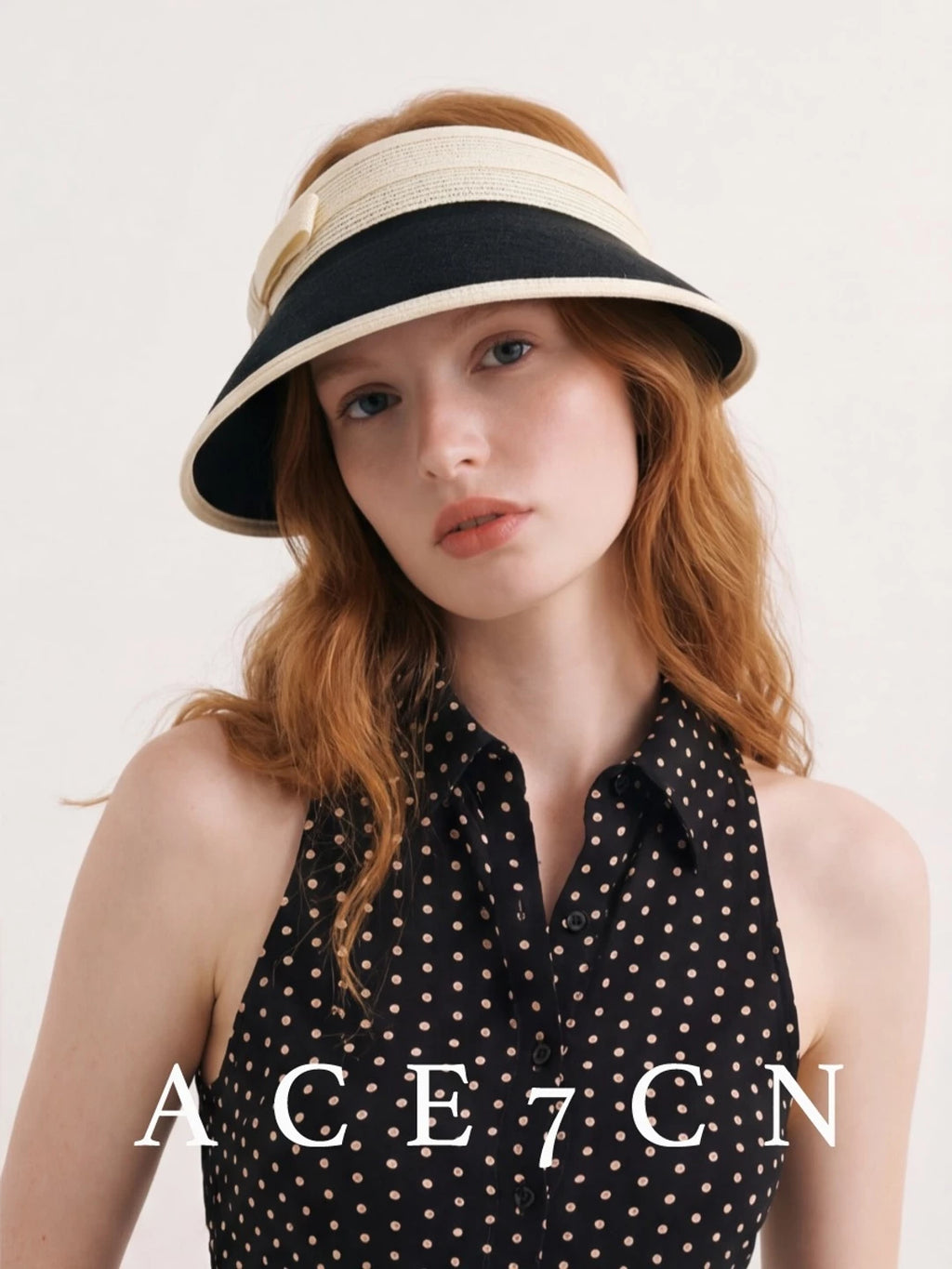 Light-French Hepburn Elegant Visor Bow Classic Black-White