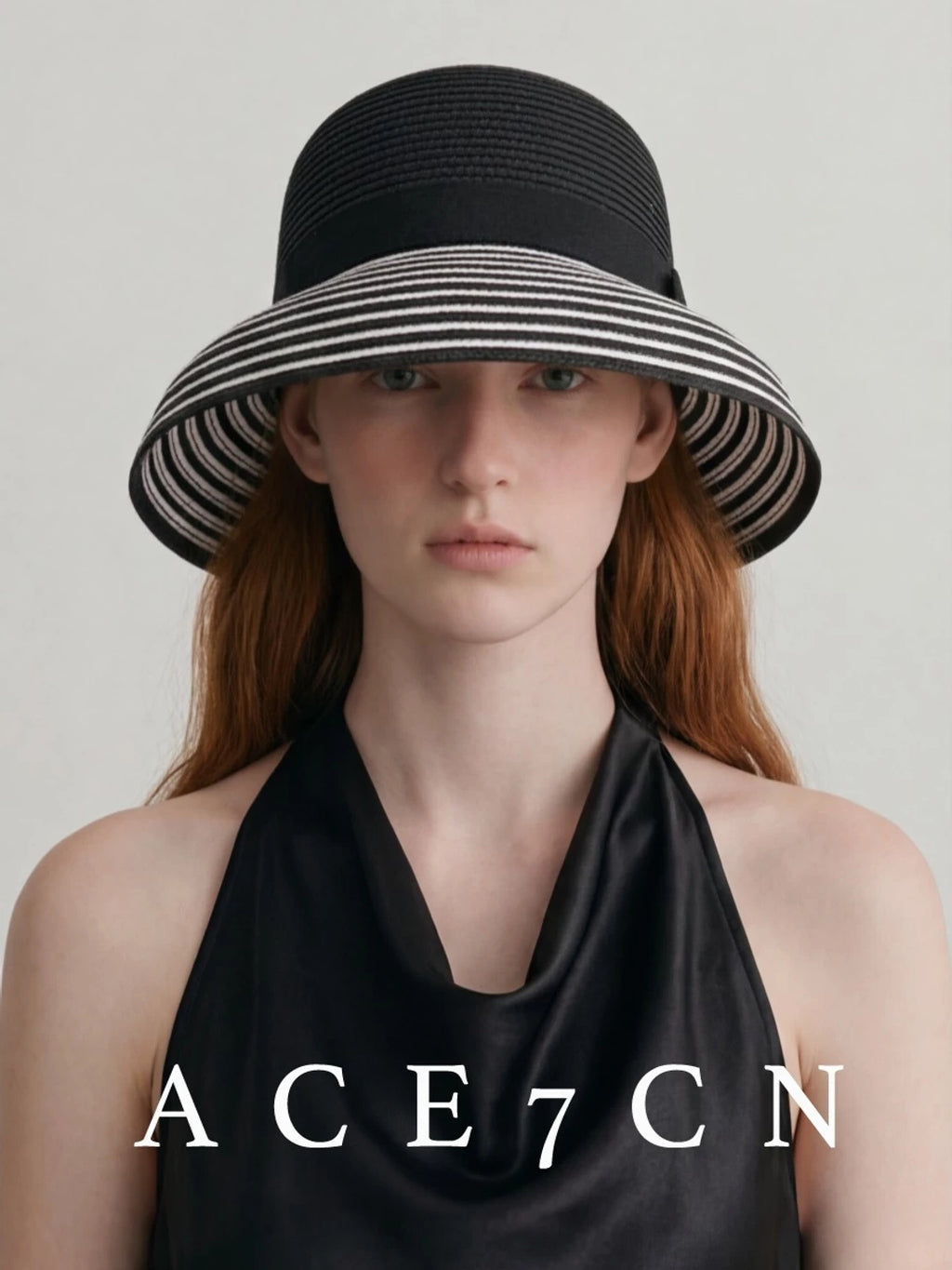 Light-French Hepburn Black-White Lampshade Bucket Hat Premium