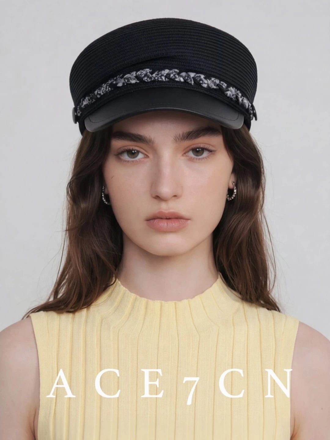 British Elegant Equestrian Hat Embellished French Tweed