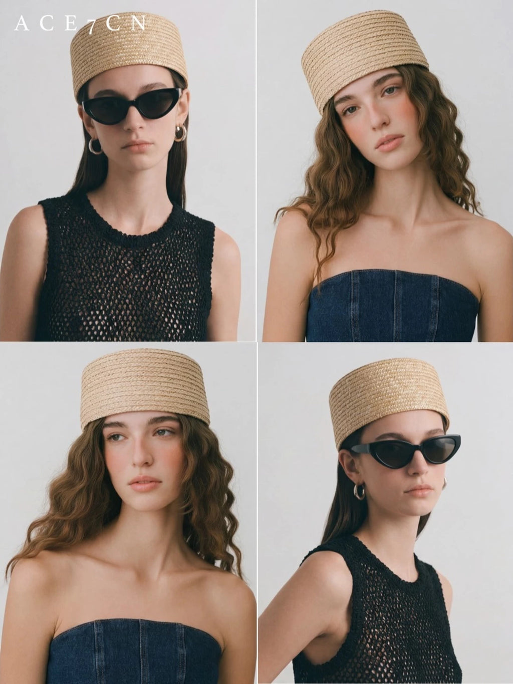 Designer Straw-Woven Pillbox Hat pillbox Hepburn Round