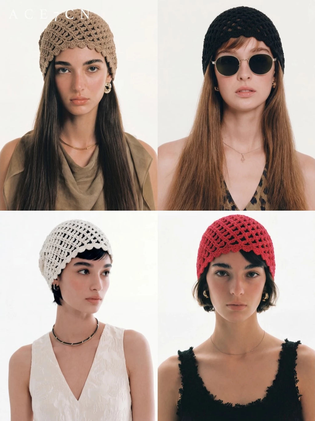 Vintage Elegant Vintage Hand-Crochet Openwork Hat Knit