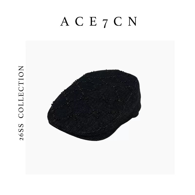 British Urban Chic Denim Flat Cap Subtle-Glitter