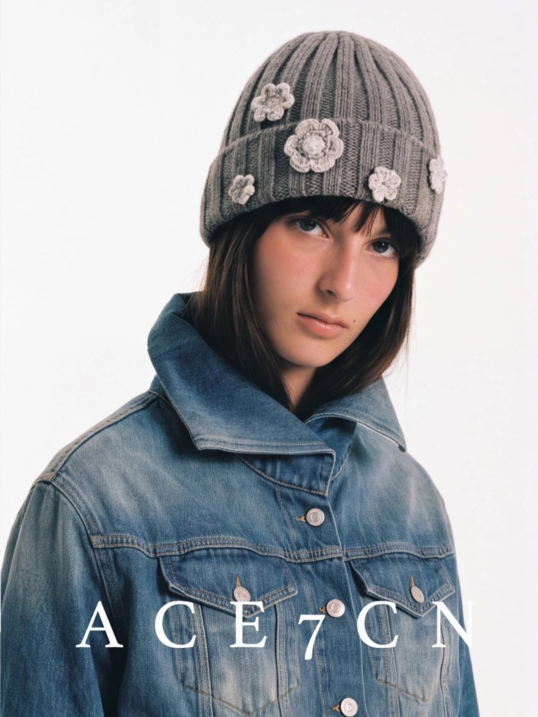 Korean Niche Knit Beanie 26 Autumn-Winter Floral
