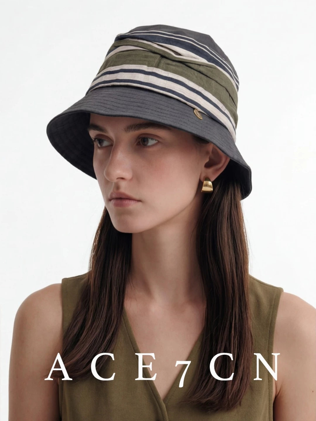 Japanese Niche Multi-Stripe Bucket Hat Striped Bucket