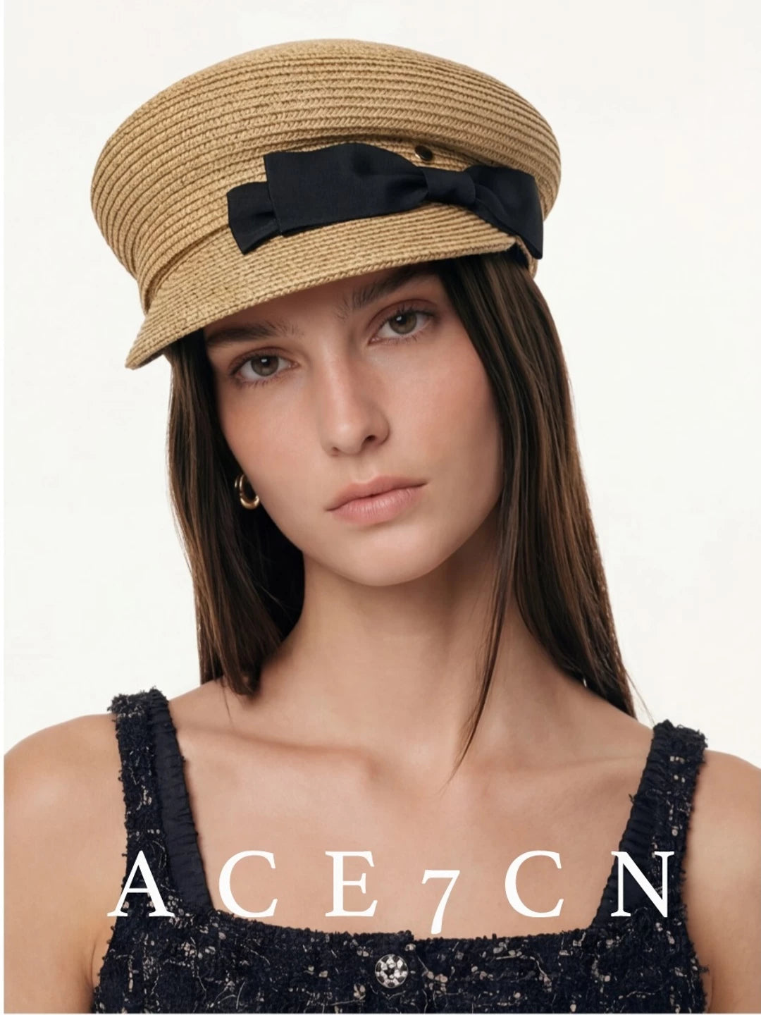 British Old-Money Premium Faux-Linen Equestrian Hat Embellished