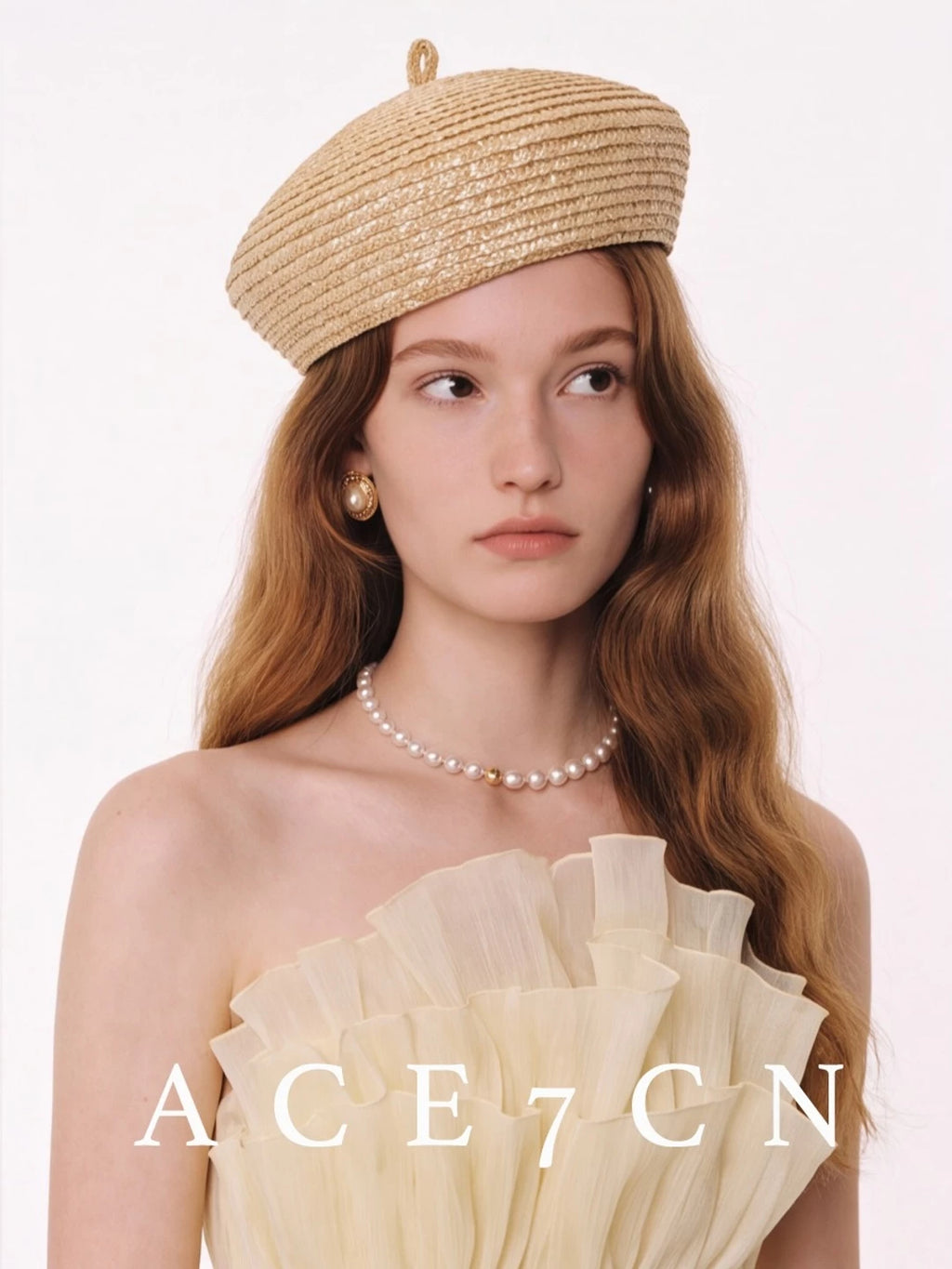 Parisian Elegant Straw-Woven Pillbox Hat Wheat-Straw Beret
