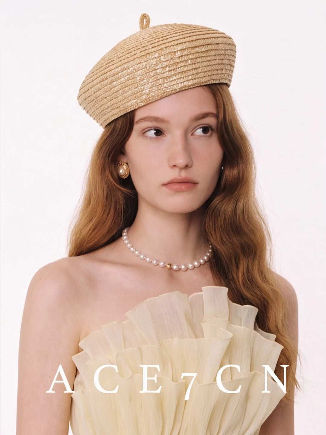 Parisian Elegant Straw-Woven Pillbox Hat Wheat-Straw Beret