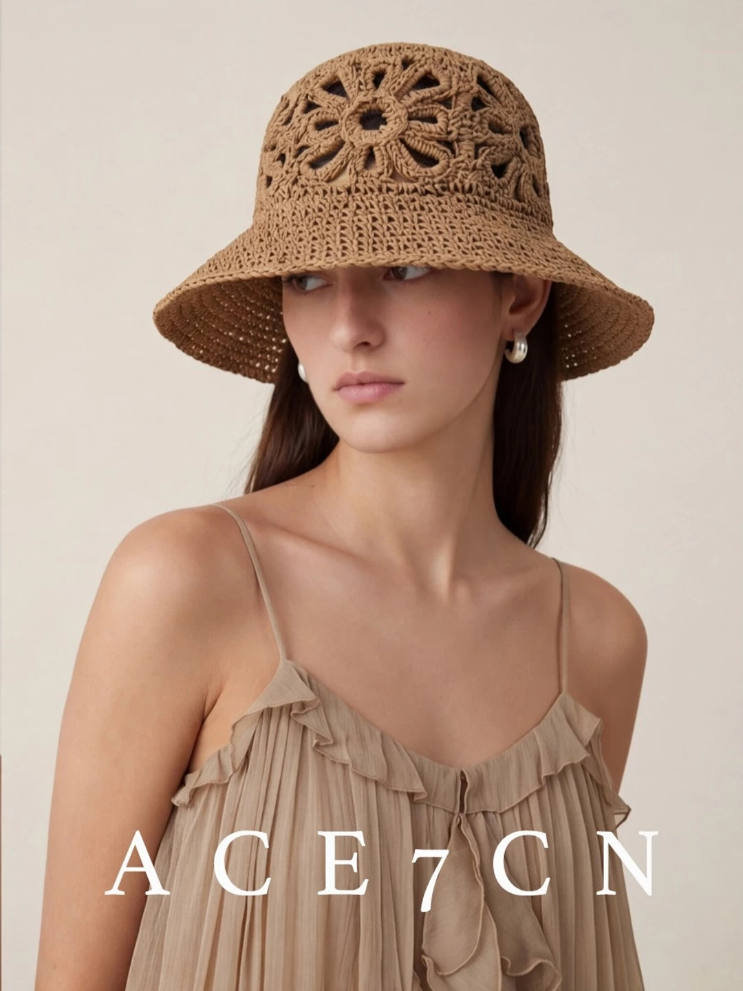 South-France Holiday Openwork Straw-Woven Bucket Hat Bucket