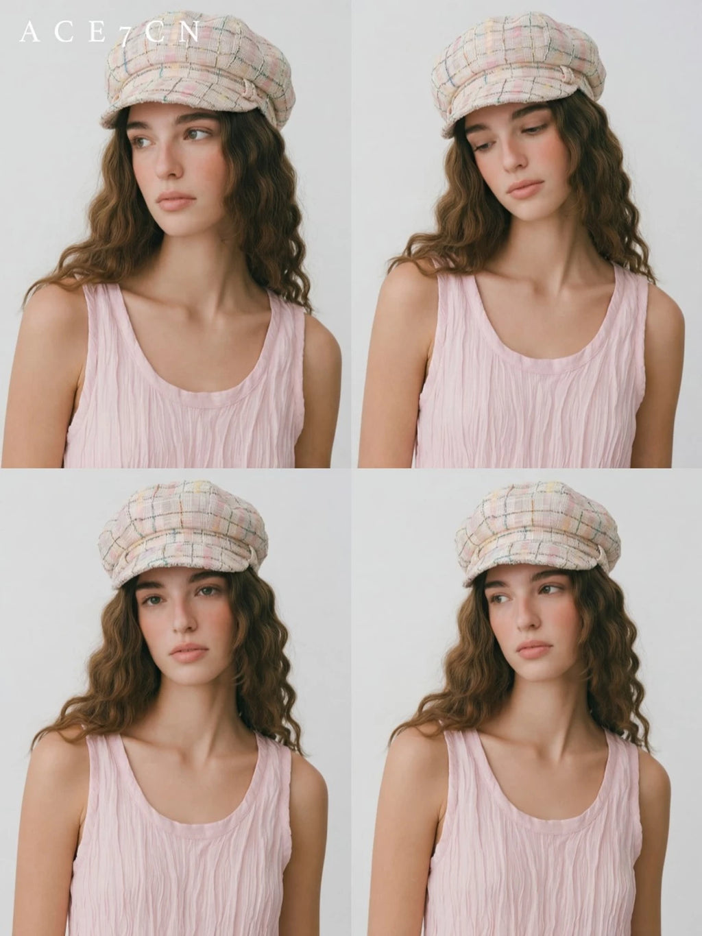 Classic Tweed Multicolor-Yarn Woven Premium Newsboy Cap