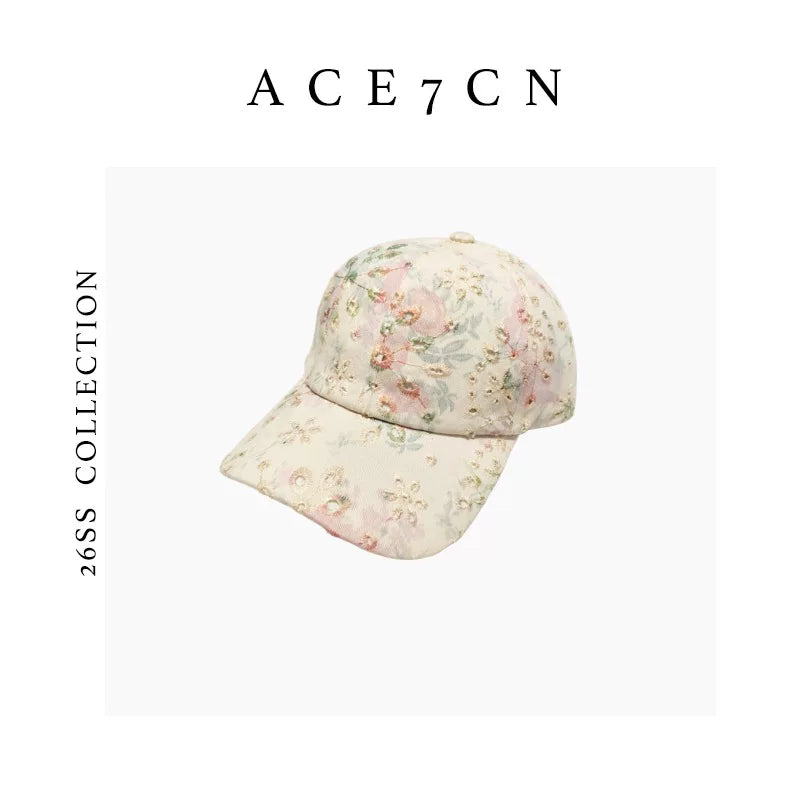 Light-French Elegant Riding Hat Ink-Wash Floral Embroidered