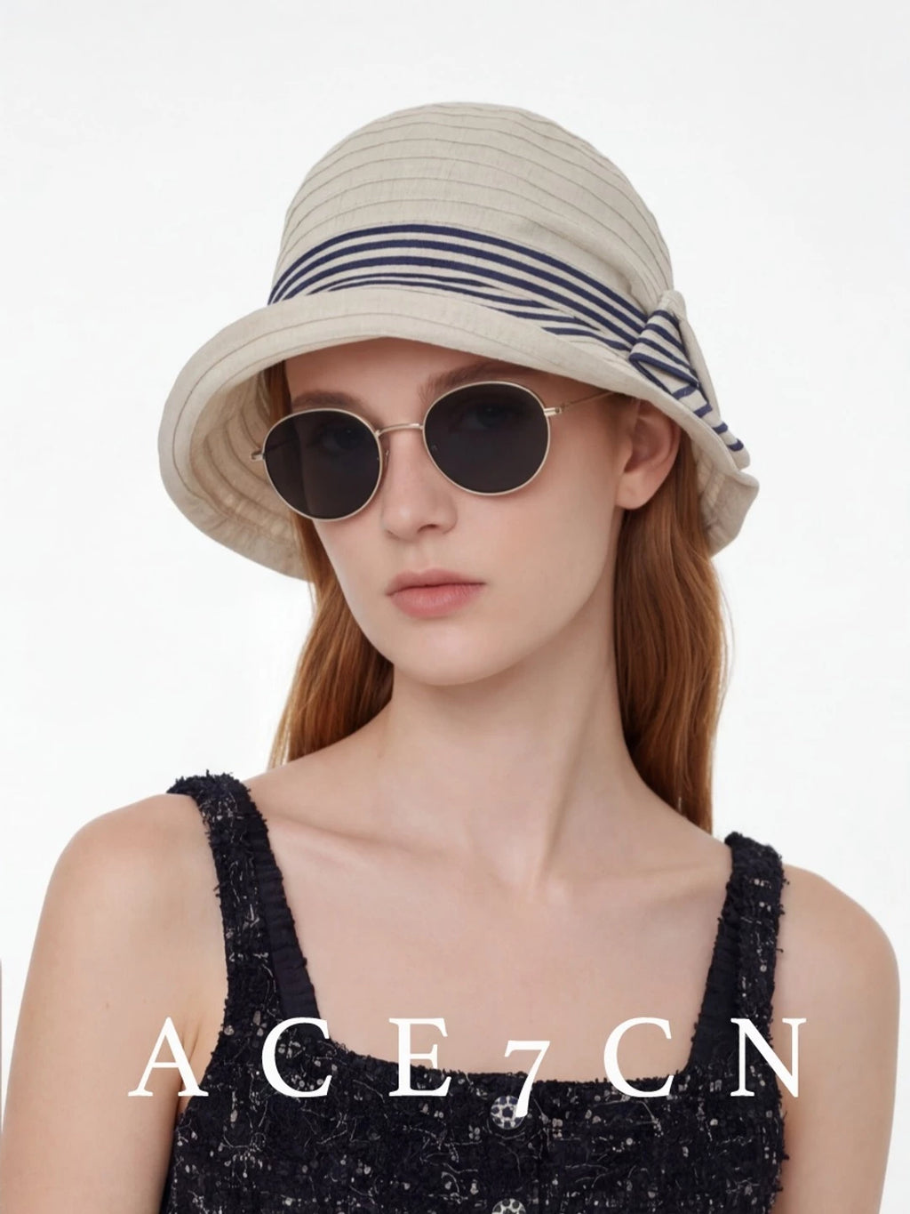 South-France Midsummer Bucket Hat Bow Color-Block Striped