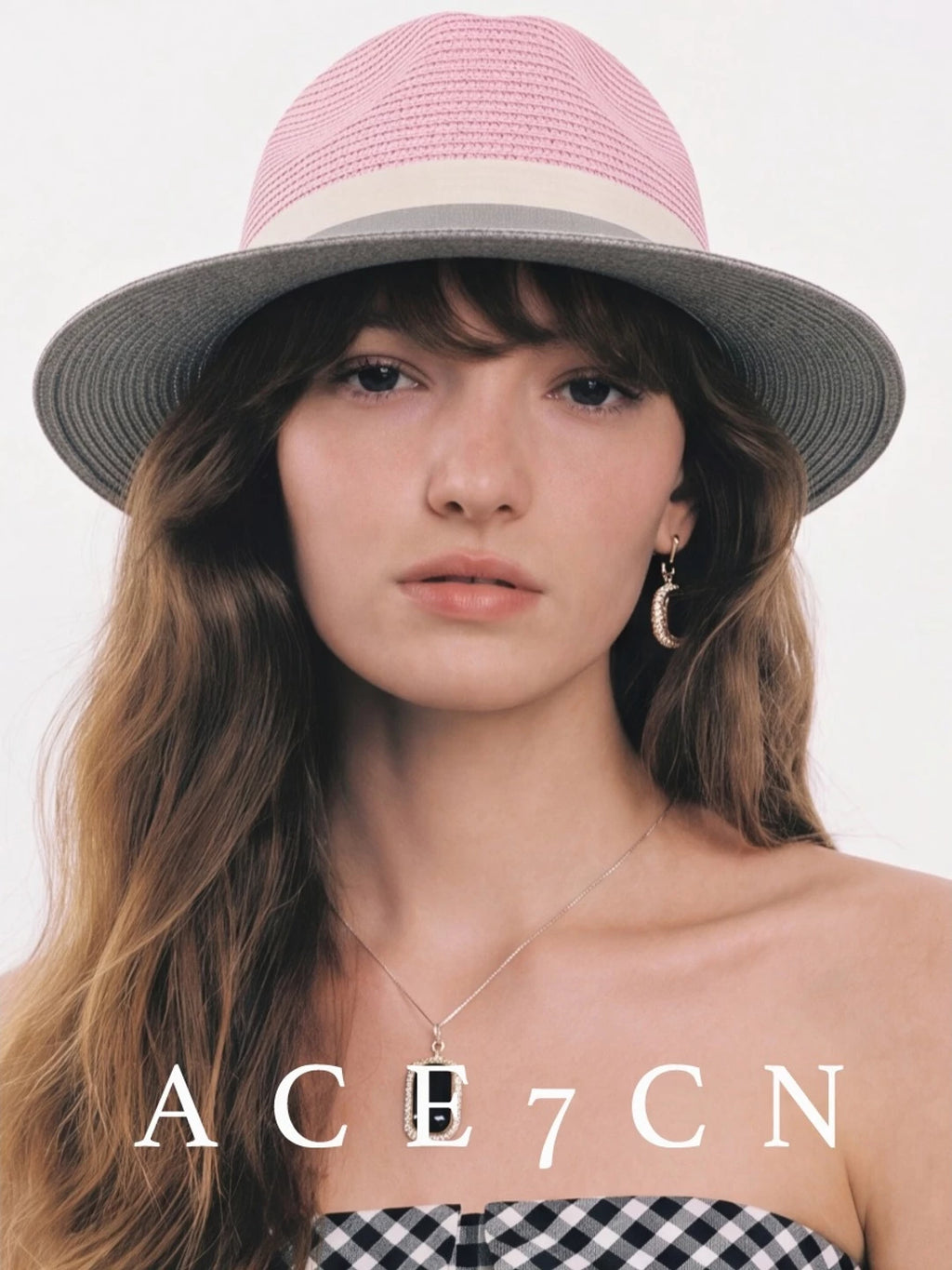 South-France Niche Color-Block Dress Hat Wide-Brim Straw