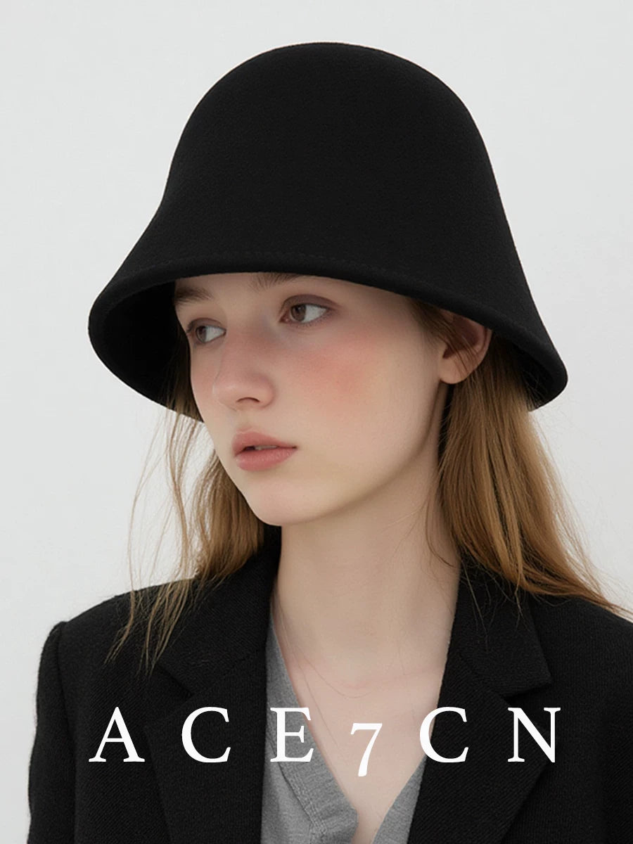 100 Wool Bucket Hat Women Autumn-Winter Warm