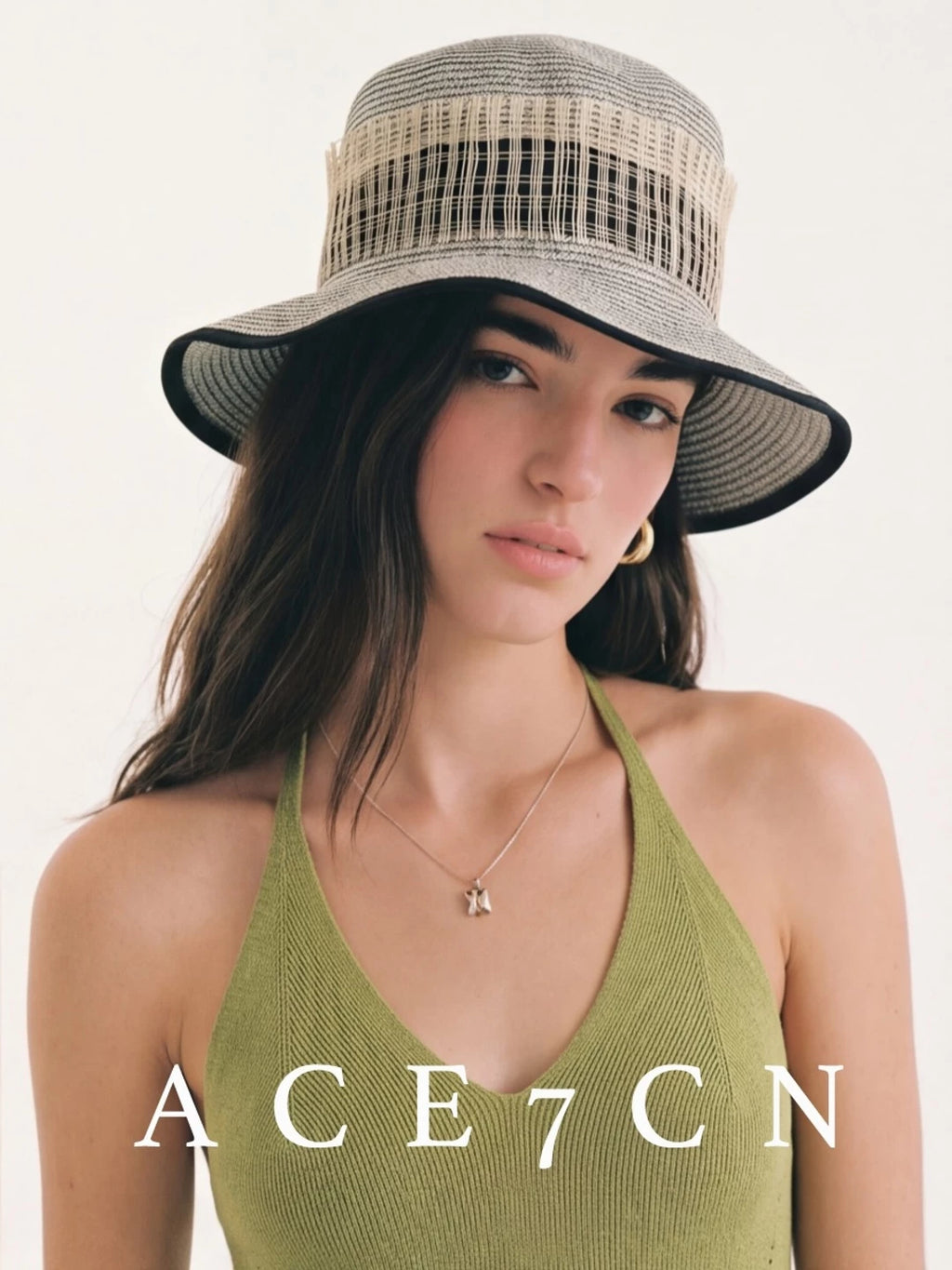 Classic Tweed Premium Runway Straw Hat Light-French