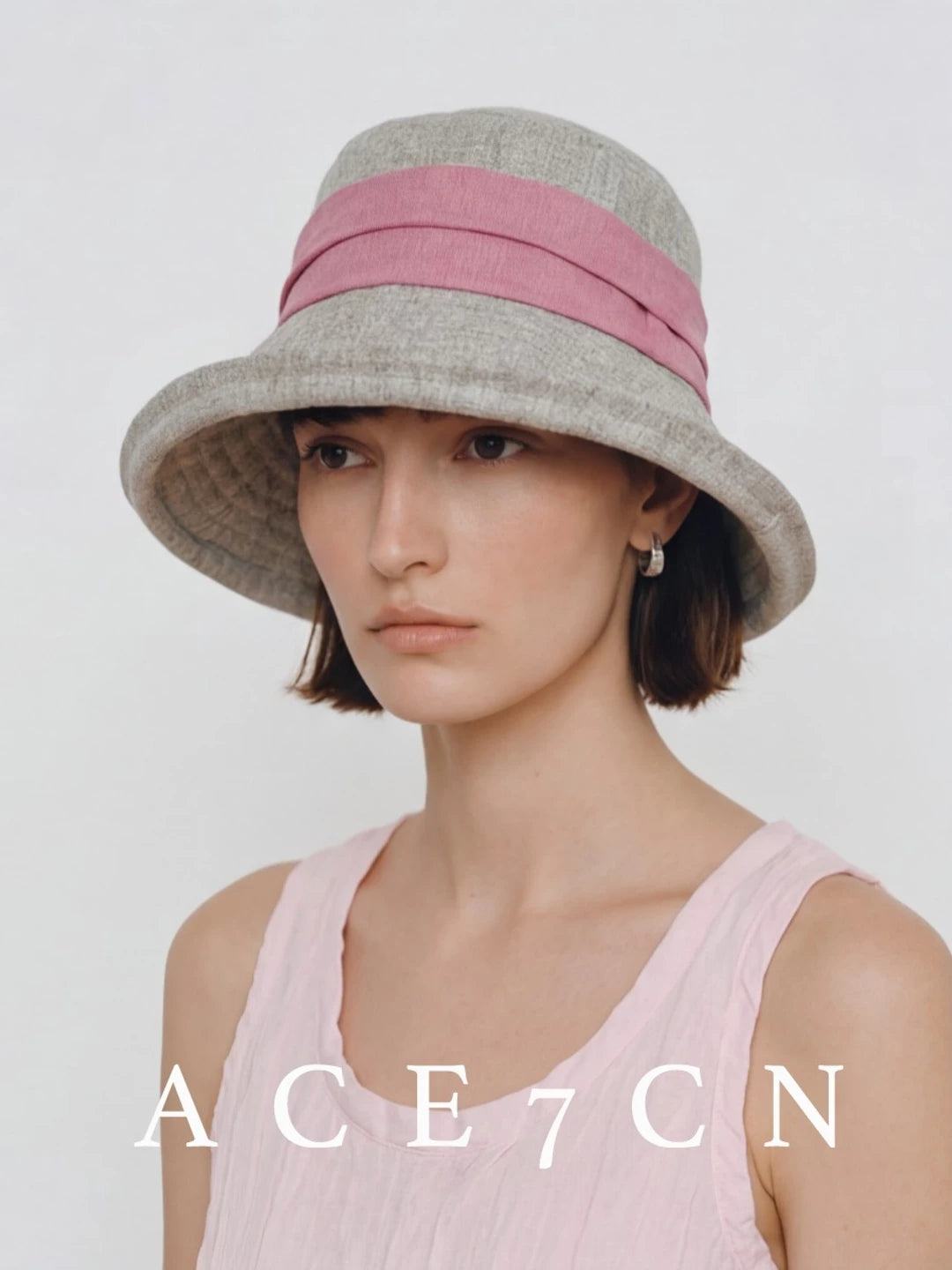 Nordic Colorful Hepburn Bucket Hat Tie-Strap Roll-Brim