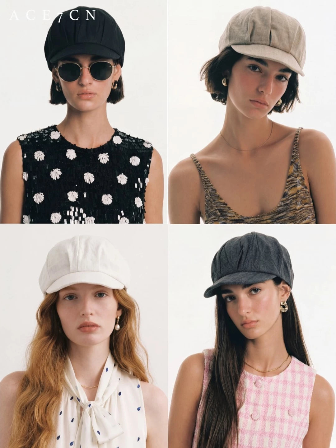 Vintage Elegant Linen Newsboy Cap Outdoor Artsy