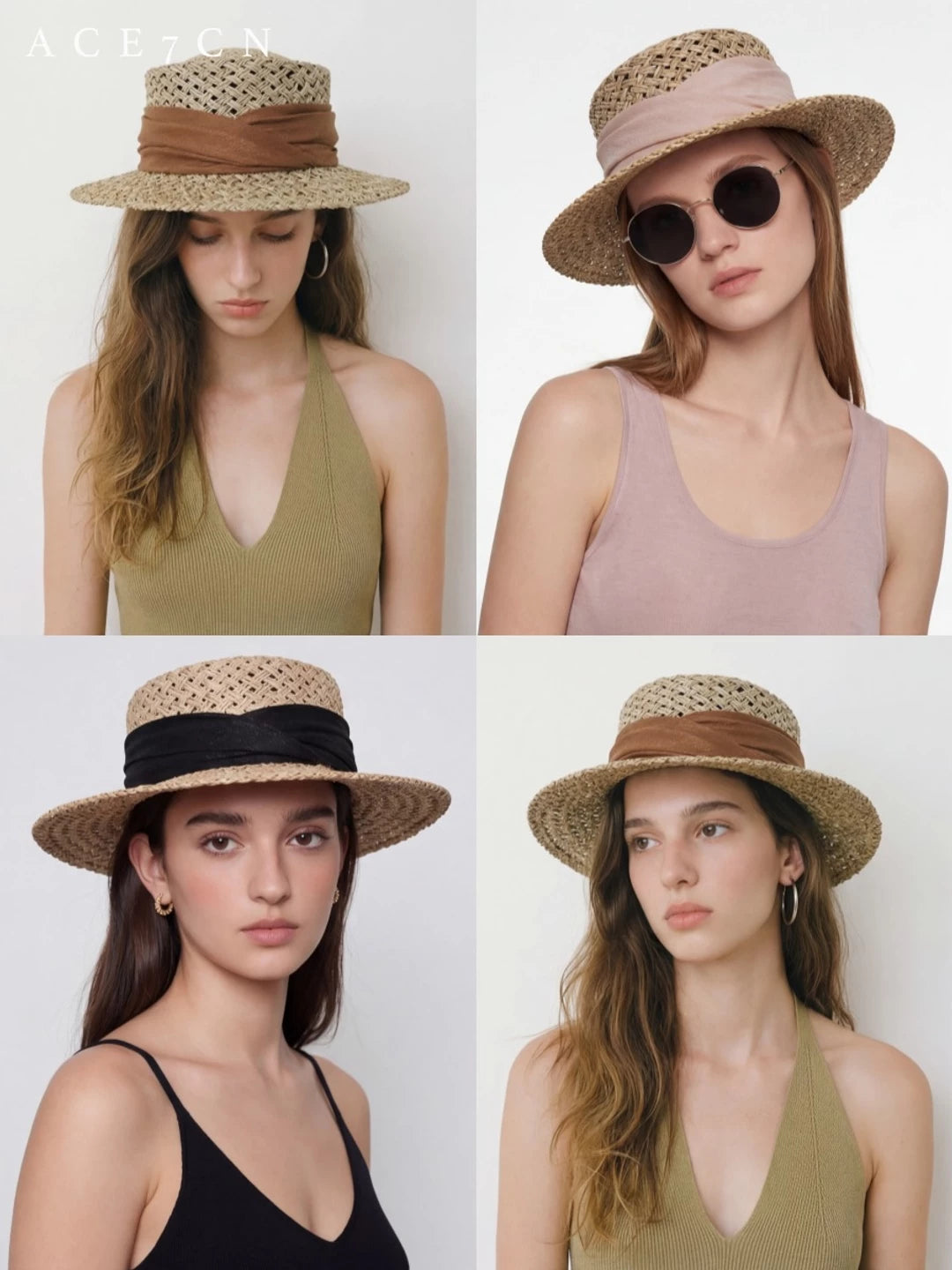 Relaxed French Sun-Shade Straw Hat Refined Dress