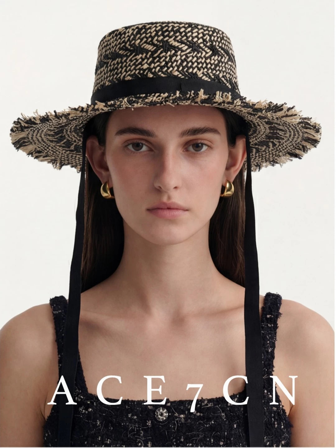 South-France Midsummer Hand-Woven Straw Hat Wide-Brim Sun-Shade