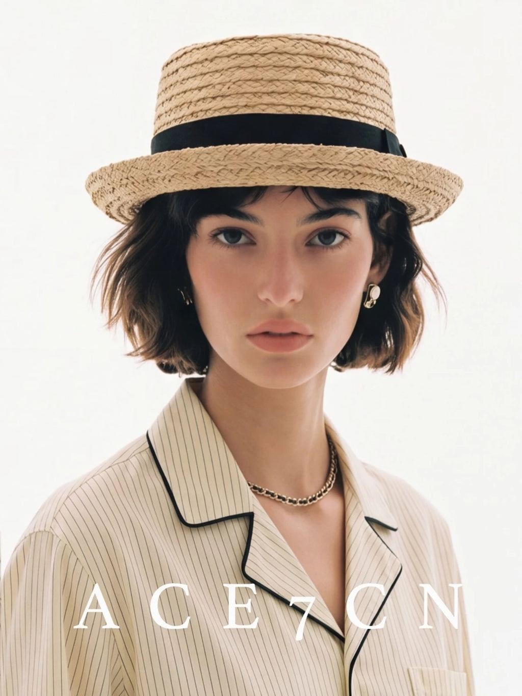 British Vintage Niche Premium Raffia Dress Hat
