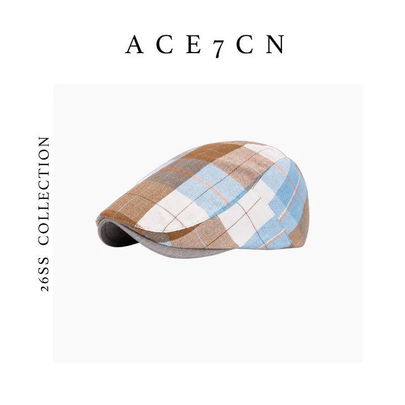 British Vintage Classic Plaid Flat Cap Lightweight